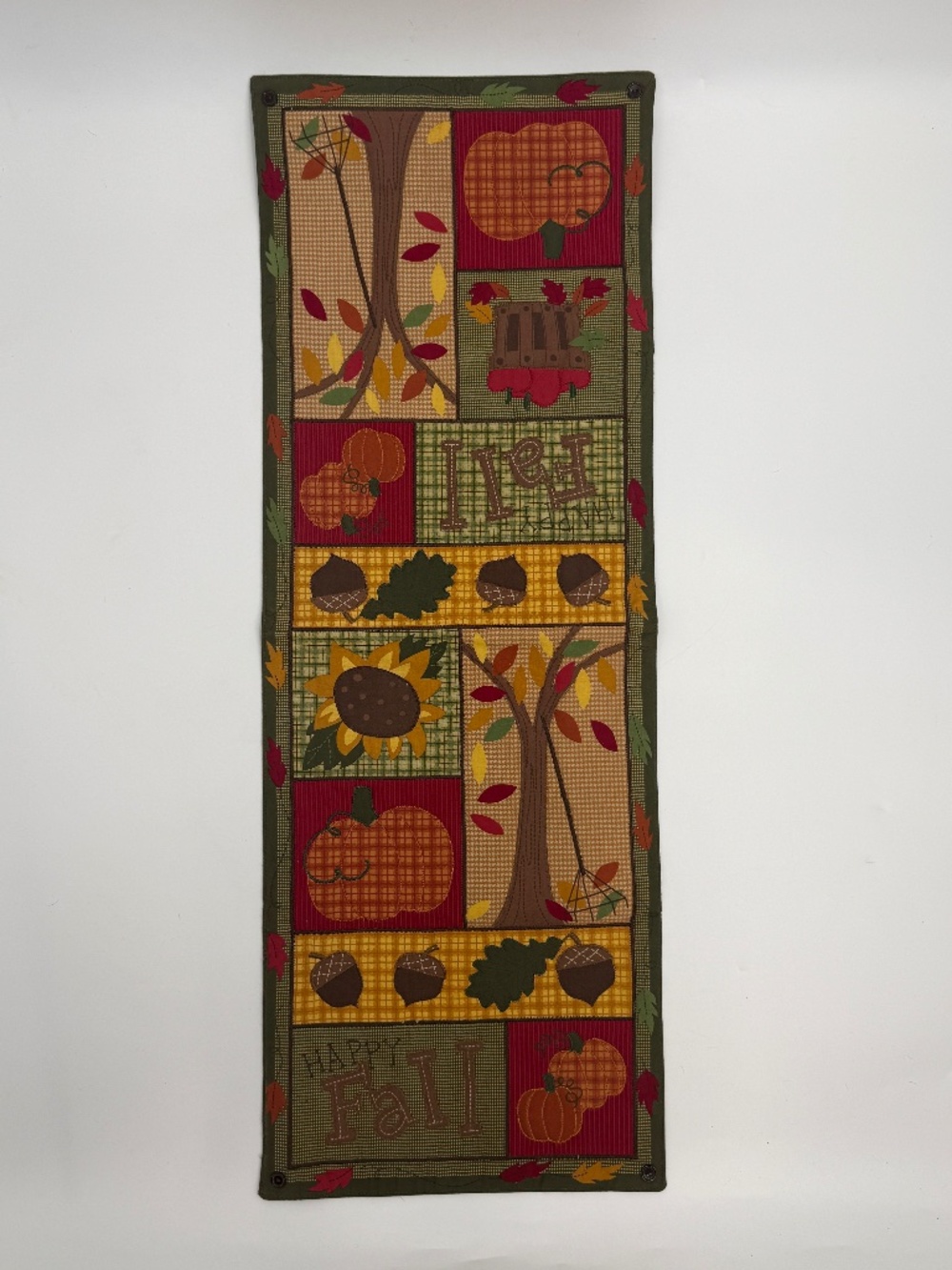 Set of 4 Harvest Patchwork Quilted Fall Table Runner Pumpkin Sunflower Autumn